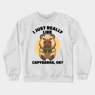 I Just Really Like Capybaras Lover Rodent Zoo Cute Capybara Crewneck Sweatshirt